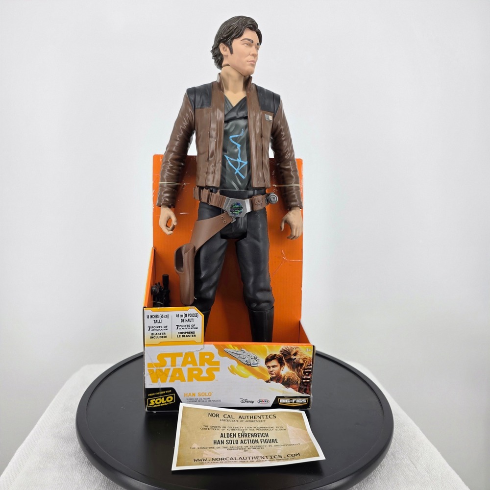 Star Wars Solo Han Solo Signed Action Figure Alden Ehrenreich COA Jakks Big-Figs